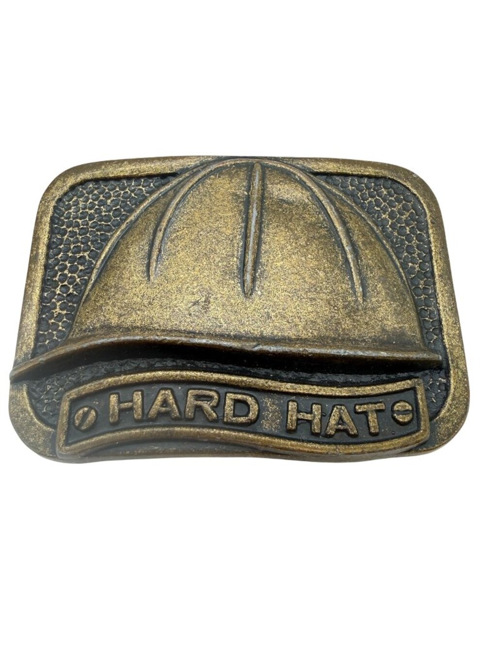 Vtg Brass Hard Hat Belt Buckle Construction Worker Industrial Retro Accessory